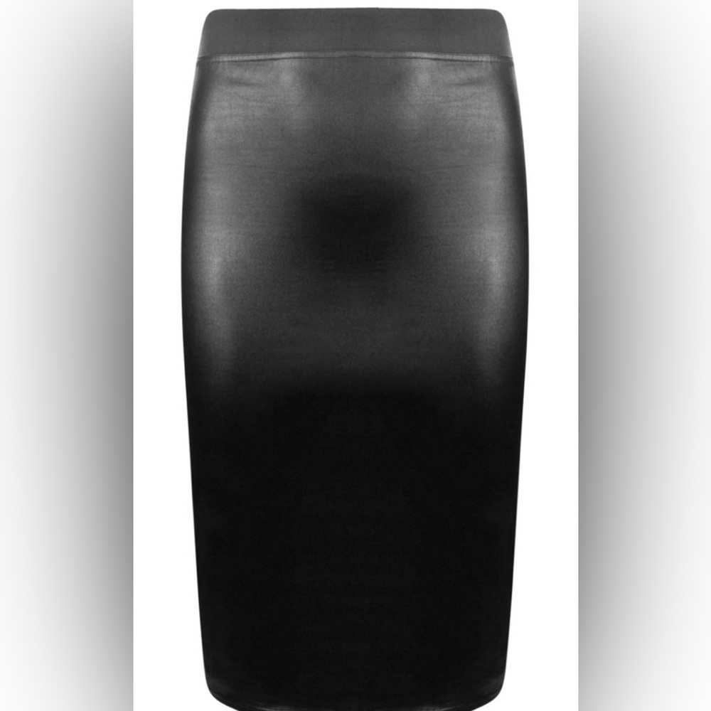 Faux leather midi skirt